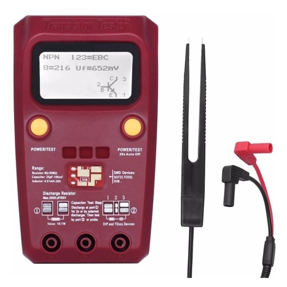 LIBODD Digital Transistor Tester Multimeter SMD Components Diode Triode Capacitance Inductance Resistance LCR Meter(ESR02PRO-Test clip-01)