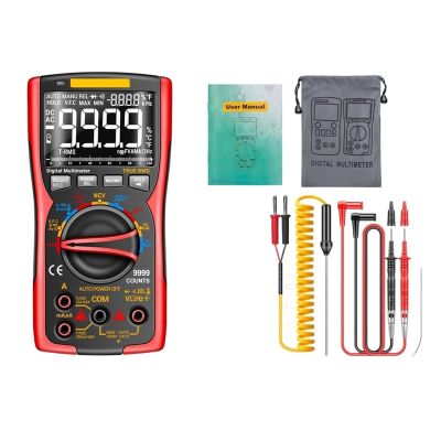 LIBODD Transistor Capacitor NCV Detector LCR Meter Digital Multimeter 9999 Professional True RMS AC/DC Analog Tester(SZ18 Red)