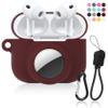 2 in 1 Soft Silicone Case Compatible with AirPods Pro 3 and AirTag, Shockproof Protective Skin Cover for AirPods Pro 3 with Keychain & Data Cable Lanyard for Men Women view 1
