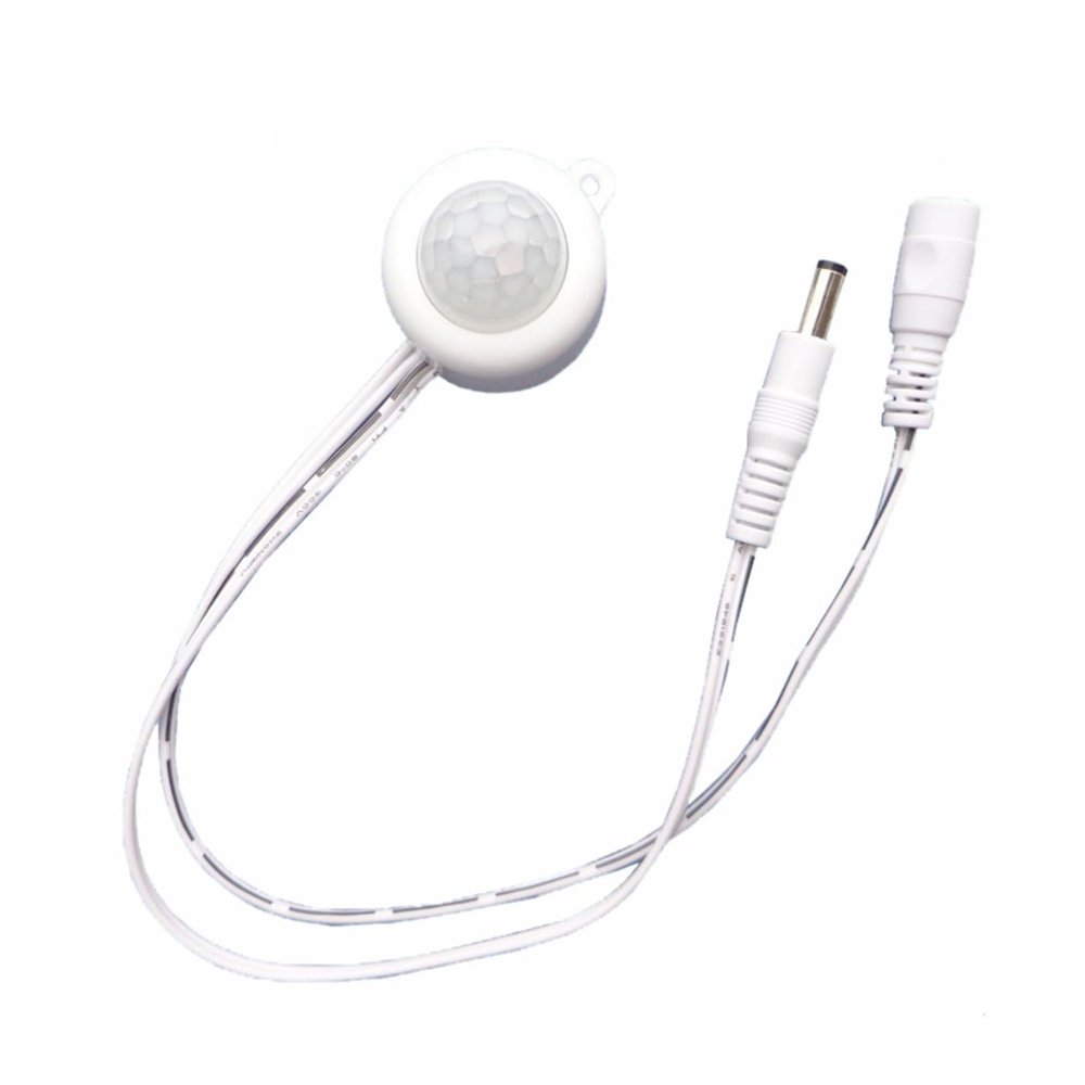 BIJKHSISN DC5V-24V 12V 5A PIR Human Body Infrared Motion Sensor Detector Control LED Light bar DC Connector photosensitive Sensor(White)