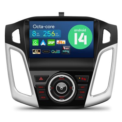 XTRONS Car Stereo for Ford Focus 2012-2017, Android 14 Qualcomm 665 Octa Core Car Radio, 9 QLED Touch Screen Head Unit GPS Navigation Bluetooth Built in DSP CarPlay Android Auto (8+256GB)