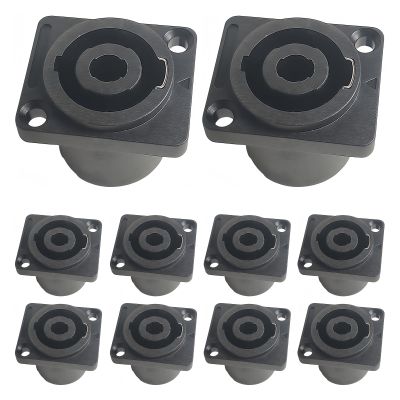 10PCS 4-Pin Neutrik Style Panel Socket - Compact Locking Connector for Power Amplifier Stage Rack (Black  10Pcs)