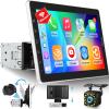 10.1 inch Single Din Touchscreen Radio 10 inch Car Stereo with Wireless Carplay Support AM FM Radio/YouTube Video/Bluetooth/Car Play/Android Auto + Backup Camera + Mic view 1