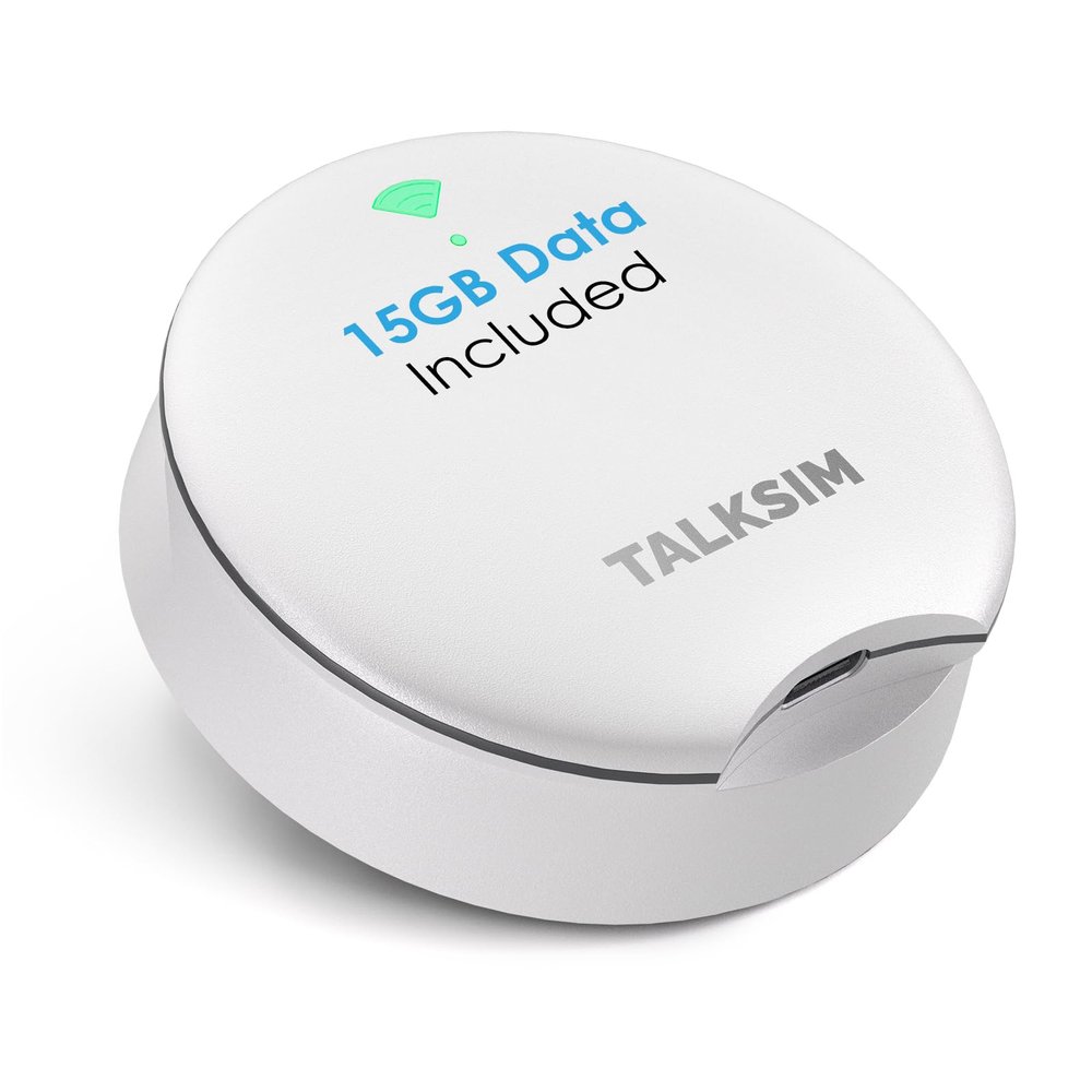 TALKSIM UFO Mobile Hotspot with 15GB Data, Portable Pocket WiFi 6 & 4G LTE Hotspot MiFi Device, Compatible with AT&T, T-Mobile, Verizon |10 Connected Devices, USA Coverage, No Contract (White, 15GB)