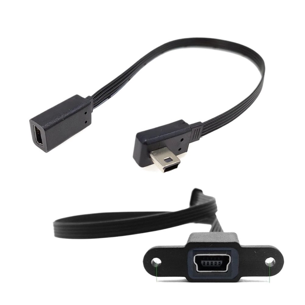 M1ni USB B 5-pin Male Female Extension Cable Adapter Extension Cable Data Cable Elbow Port T-Shaped Port car Mounted tachograph(30CM,V3DO-V3F)