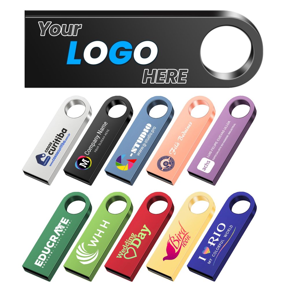 4GB 200Pcs Custom Metal USB 2.0 Flash Drive Bulk, Personalized Mini Thumb Drives, Printed/Engraved Your Logo & Text on Double-Sided Memory Stick for Goverment/Office/School/Company Ads/Photography
