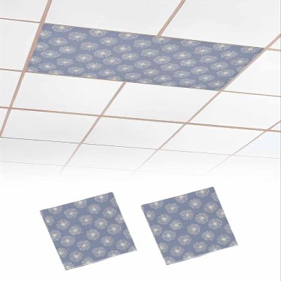 2 Pack Fluorescent Light Cover for Ceiling Lights, Purple Beige Dandelion Magnetic Classroom Light Filters 4x2 Feet, Farmhouse Botanical Blossom Decorative Ceiling Shade Panel for Office