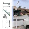 Commercial & House Security Camera Mounting Pole, Outdoor Camera Bracket for Parking Lot/Bank/Hotel/Bar Entrance, with Lightning Rod & 4 Mounting Arms(350cm/138in)