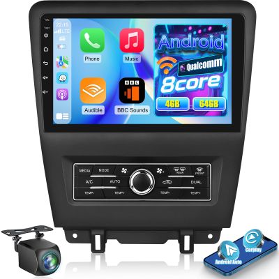 8 Core 4+64G Qualcomm Radio for Ford Mustang 2010 2011 2012 2013 2014, Android Mustang Car Stereo 10.1 inches Touch Screen/Carplay/Android Auto/Bluetooth 5.1/SWC/FM RDS