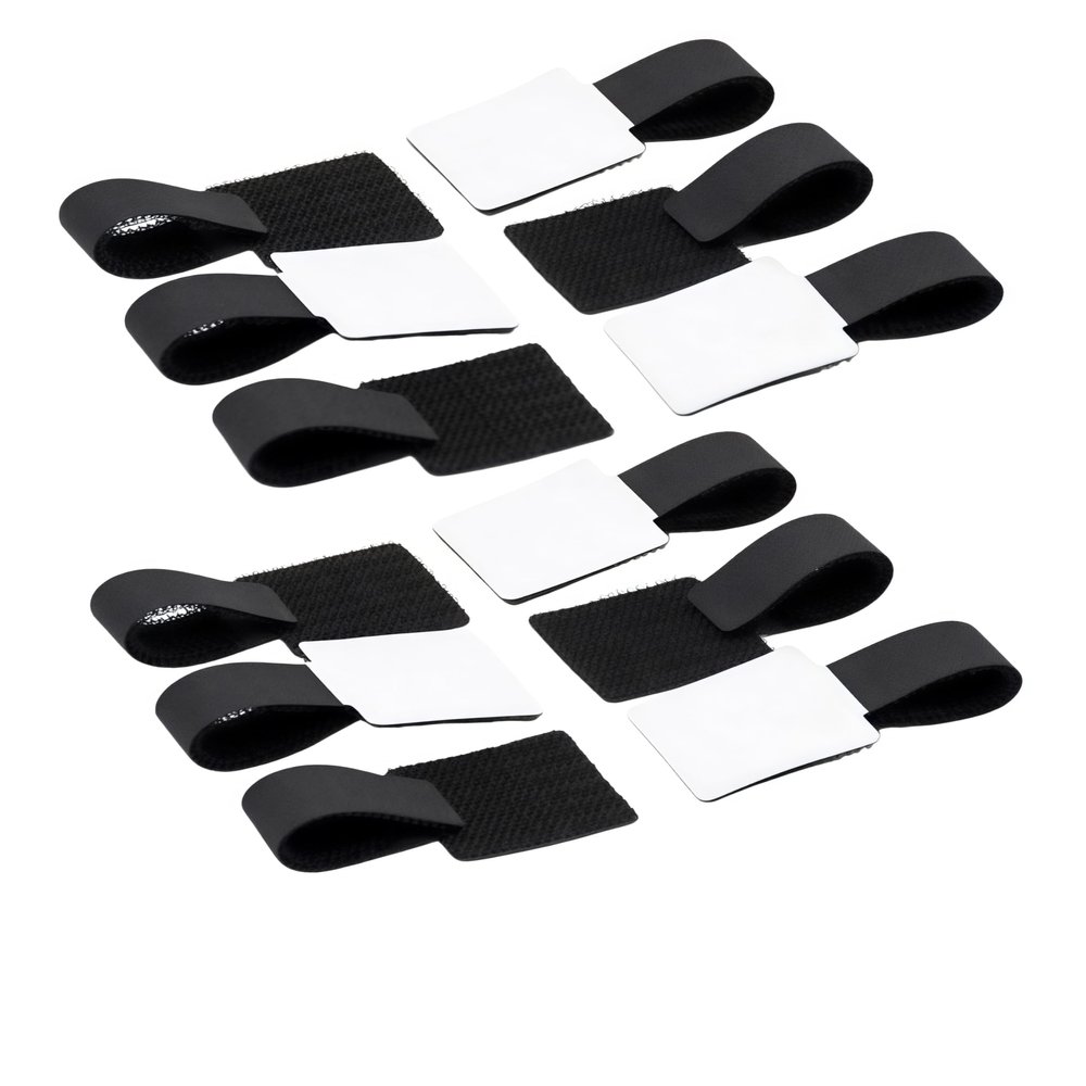 Pavnso 90 Pcs Adhesive Cable Management Kit, Sticky Back Velcro Ties Extension Straps, No Drill Cord Organization for Home Office/Organizers Black