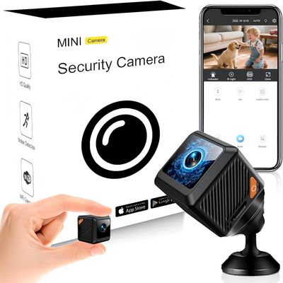 ROUWINNE Mini Hidden Camera, Wireless WiFi/No WiFi Nanny Cam Security with Strong Adsorption, Motion Detection, Night Vision, Cloud & SD Storage, App Control for Home Baby Pet Office
