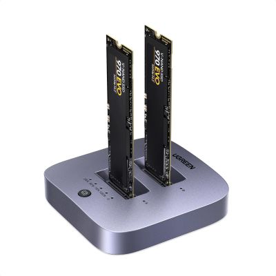 UGREEN 20Gbps Cloner, M.2 Duplicator Dual Bay NVMe Enclosure, Tool-Free USB3.2 Gen 2X2 to USB Adapter M.2 Docking Station for M Key PCIE NVMe SSD Reader Supports Offline Clone Up to 16TB