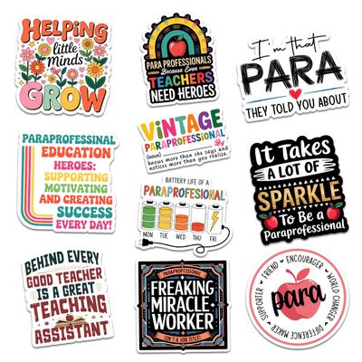 10 Pcs Paraprofessional Stickers Pack Funny Teaching Assistant Decals for Laptop, Notebook, Water Bottle, Gift for Paraeducators, Teacher Aides, Classroom Staff (Normal, 6 Inch)