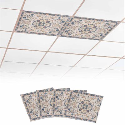 Fluorescent Light Covers for Ceiling Lights 4 Pack, Boho Orange Blue Magnetic Classroom Light Covers 4x2 Feet, Southwestern Ethnic Mexican Flowers Retro Fluorescent Ceiling Filters for Office