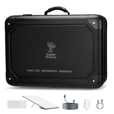 Bosynoy Carrying Case Compatible with Starlink Gen 3, Shockproof Satellite Dishes Case with Custom Fit Interior for Accessories, Water-resistant Travel Bag with Security Lock for RV and Camping, Black