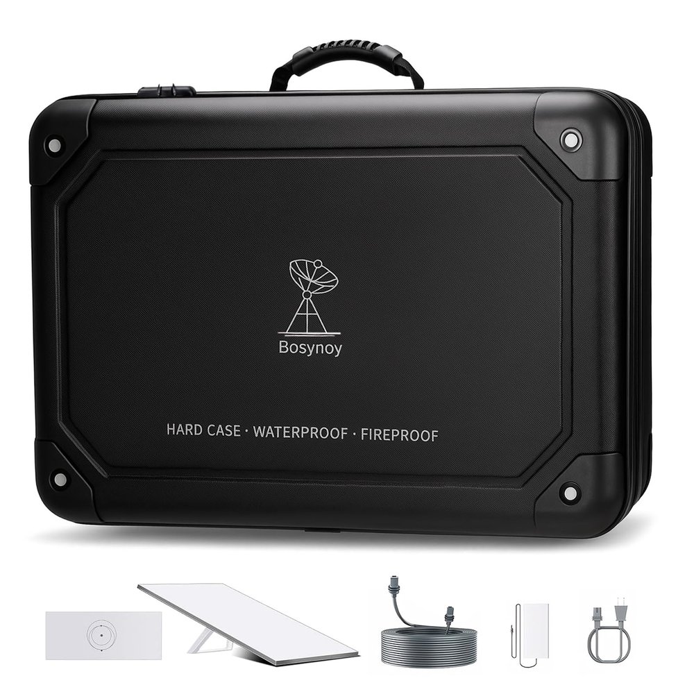 Bosynoy Carrying Case Compatible with Starlink Gen 3, Shockproof Satellite Dishes Case with Custom Fit Interior for Accessories, Water-resistant Travel Bag with Security Lock for RV and Camping, Black