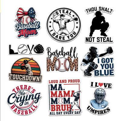 10 Pcs Baseball Mom Sticker Pack Funny Sports Quotes & Game Day Decals for Laptop, Water Bottle, Cooler Gifts for Proud Baseball Mothers & Sports Moms (Normal, 6 Inch)