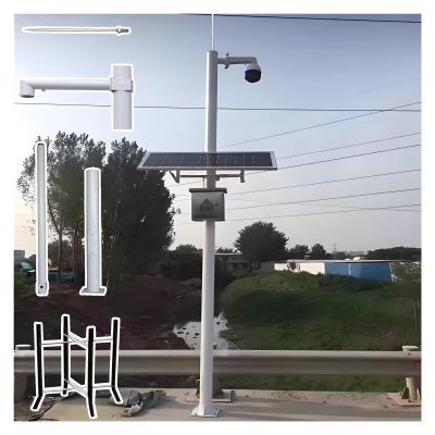 MZZKFC Segmented Security Camera Pole Stand Kit, 78 98 118 138 158 177 197 236in Universal Surveillance Camera Pole Post, Detachable Cameras Mount Post & Bracket(Light Coffee,6.6 foot-2m)