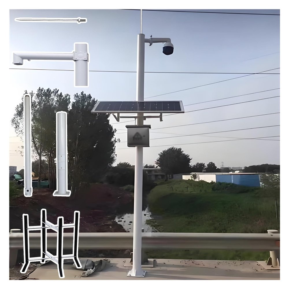 MZZKFC Segmented Security Camera Pole Stand Kit, 78 98 118 138 158 177 197 236in Universal Surveillance Camera Pole Post, Detachable Cameras Mount Post & Bracket(Light Coffee,6.6 foot-2m)