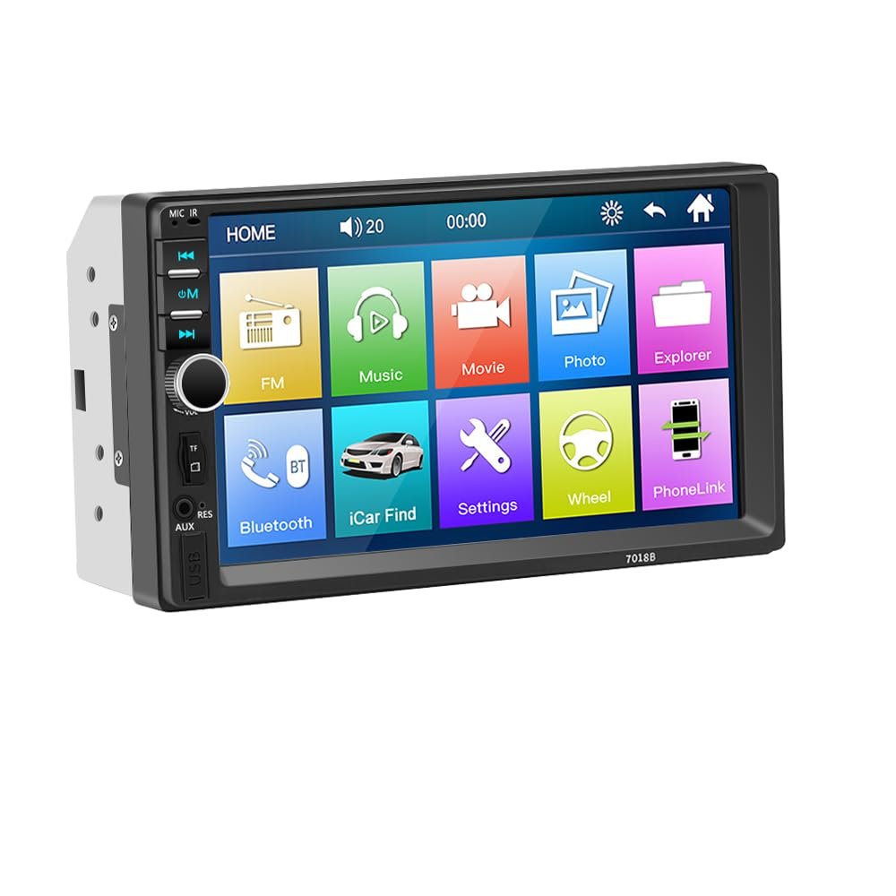 7 Inch HD Car MP5 Card Player with Rearview Camera with LED, Bluetooth/AUX/Voice Control/Mirror Link/TF Card Input/FM Satellite Radio for All Vehicles