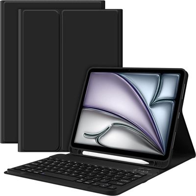 SENLAN Keyboard Case for Xiaomi Redmi Pad SE 11 inch 2023Detachable Magnetic Bluetooth Keyboard Slim PU Leather Cover with Pen Holder Colorful KeysBlack