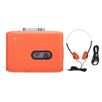 AYNEFY Portable Cassette Player Tape Recorder, Casset Player USB C Cassette to Mp3 Converter, with Fast Forward and Rewind, Recording, Headphone, Orange, Easy Music Transfer with App for