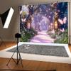 12x10ft Spring Enchanted Forest Backdrop Purple Fairy Tale World Grass Butterfly Wonderland Background Magic Garden Tea Party Kids Girl Baby Shower Photo Booth Studio Props Backdrops view 4