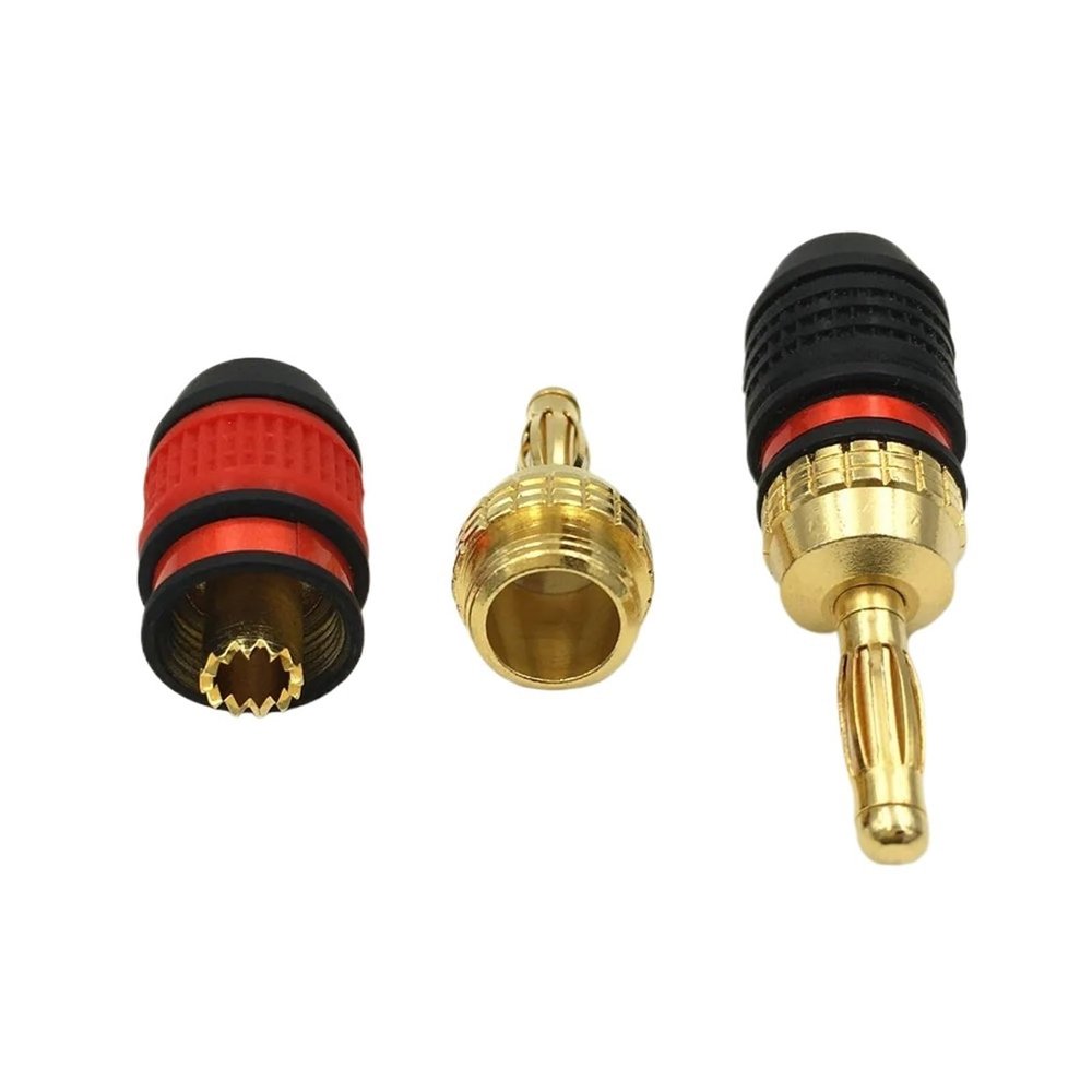 10Pcs 4mm Banana Speaker No Welding Connector Gold Plated(Black)