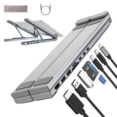 8-in-1 USB C Laptop Docking Station Stand, USB C Hub with 4K HDMI, 2 USB 3.0, PD 100W, Multiport Adapter Computer Cooling Stand, Portable Docking Station for MacBook/Air/Dell/Hp/Surface/Lenovo