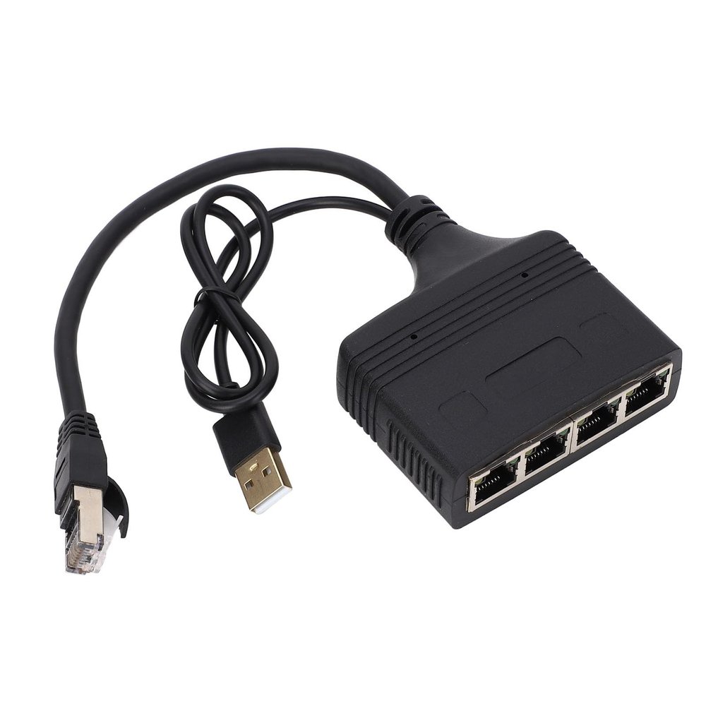 Focket Ethernet Splitter 4 Port, 1000Mbps Gigabit Internet Splitter with USB Power Cable for ADSL TV Modems in Routers TV Box