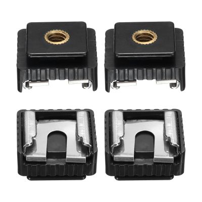 PATIKIL Hot Shoe Adapter 1/4" Female, 4 Pcs Hot Shoe Mount Adapter Camera Mount Screw Camera Video Light Converter for Microphone Holder Accessories 0.55x0.91x0.87 Inch