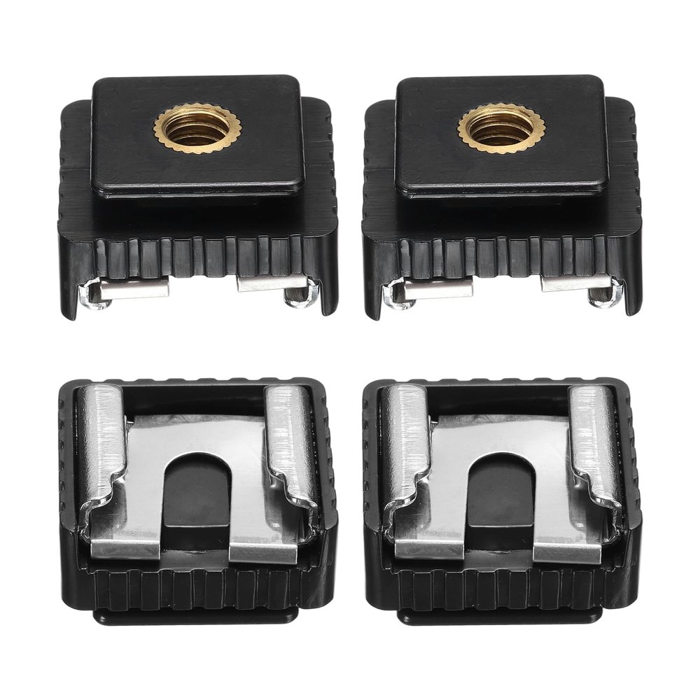 PATIKIL Hot Shoe Adapter 1/4" Female, 4 Pcs Hot Shoe Mount Adapter Camera Mount Screw Camera Video Light Converter for Microphone Holder Accessories 0.55x0.91x0.87 Inch
