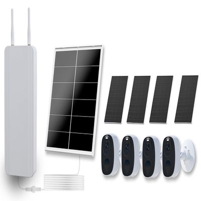 VUEBEE 4G LTE Router Security Camera System, 4-Cam Kit with 4 Solar Panels for Cameras & 20W Solar Panel for Router, 360 Coverage, 1080P Full HD Color Night Vision, WiFi Ethernet SIM Card