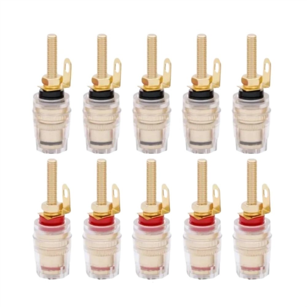 10pcs/lot 4MM Speaker Amplifier Terminal Binding Post Banana Jack Socket Connector Long Thread Adapter Red/Black
