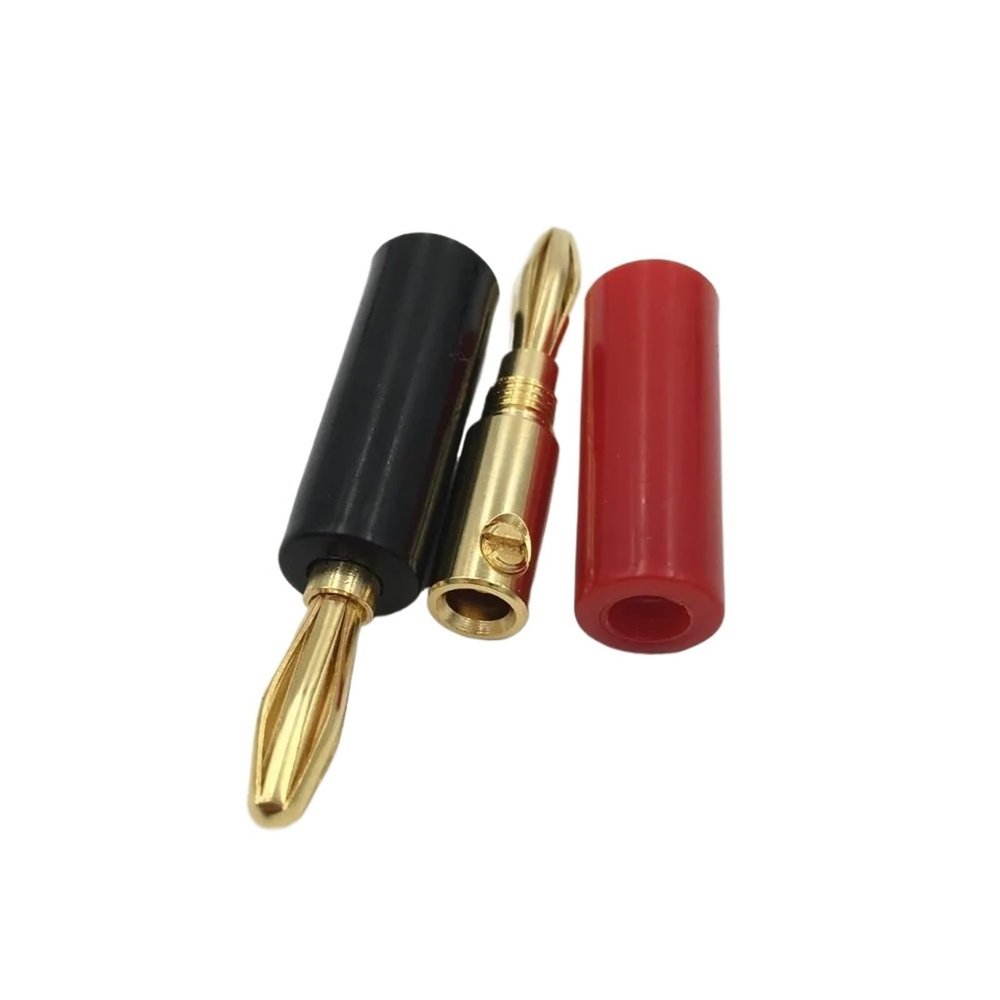 100Pcs Brass Gold Plated 4mm Wire Cable Audio Speaker Banana Connector Horn Speakers Banana Black Red(Black)