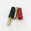 100Pcs Brass Gold Plated 4mm Wire Cable Audio Speaker Banana Connector Horn Speakers Banana Black Red(Black) view 2