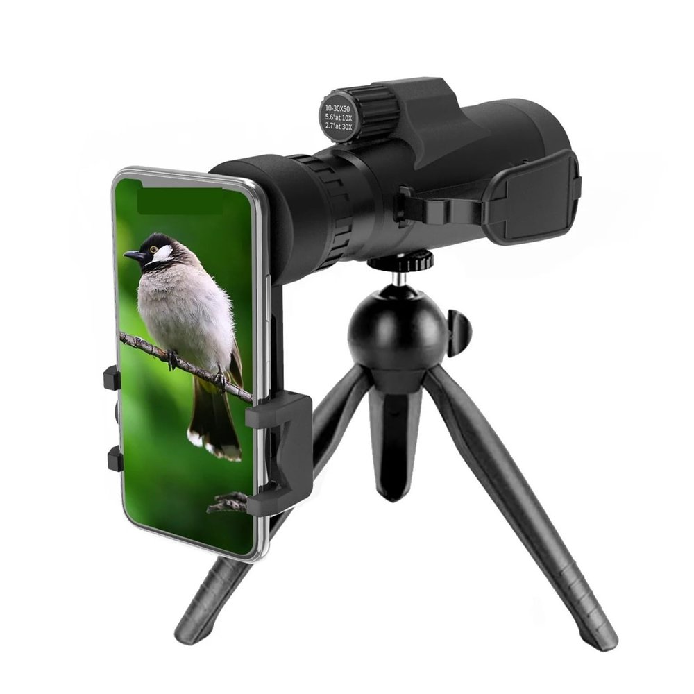 10-30X50 Zoom Monocular Telescope - Long Range Spotting Scope with HD Eyeglass for Birdwatching, Camping, and Tourism
