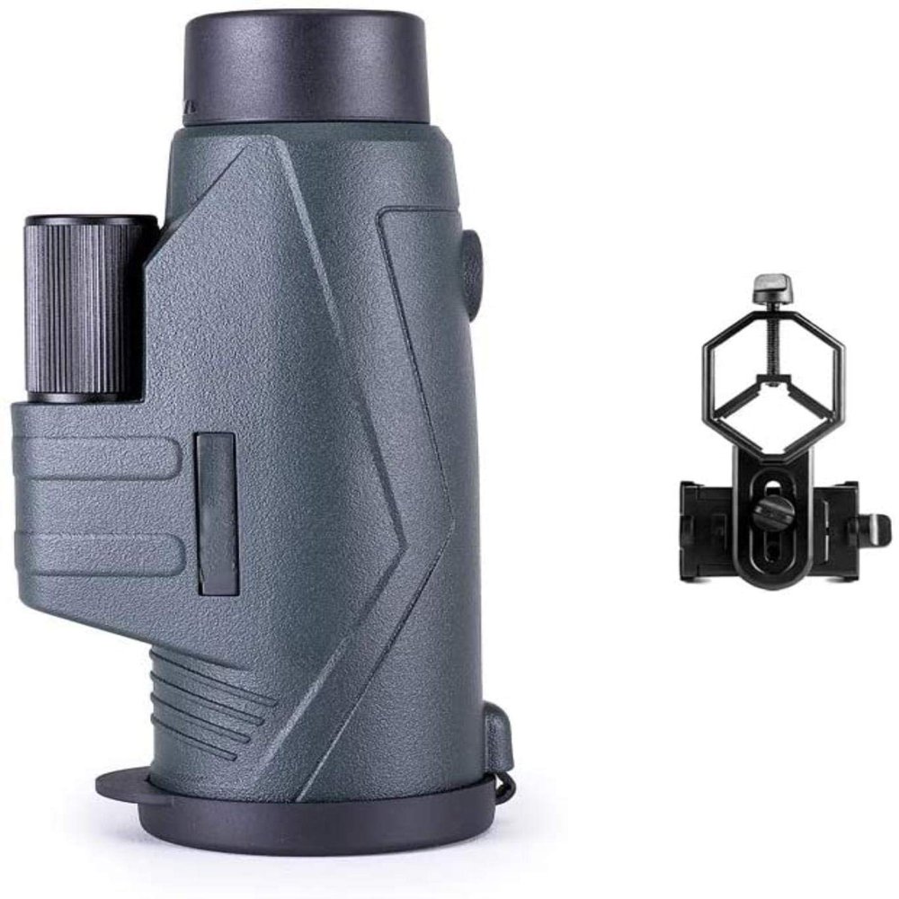 10x42 High Definition Monocular Telescope with Smartphone Adapter - Compact, Life Waterproof BAK4 Prism Lens for Bird Watching, Theater, and Concerts