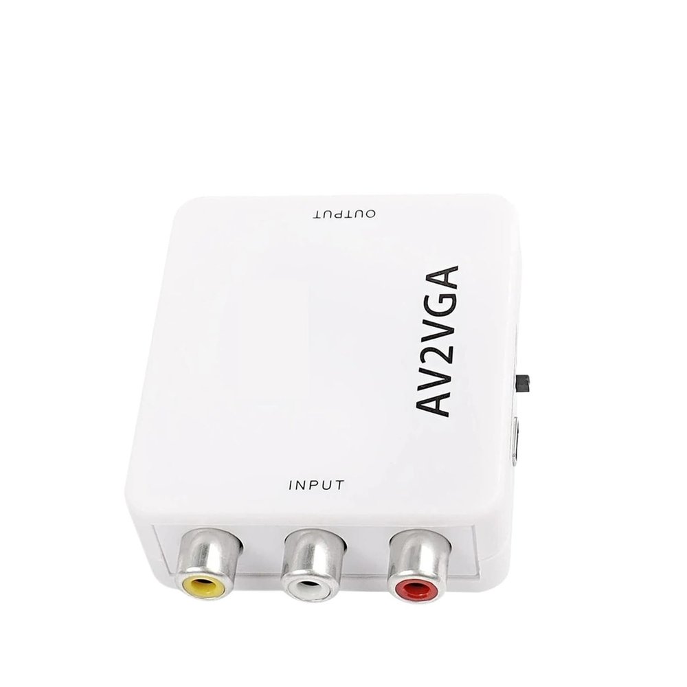 AV 3RCA to VGA 3.5mm Jack Adapter with USB Power Cable Audio Video Converter Supports PAL NTS for DVD TV Set-Top Box Projector Display Conversion Line