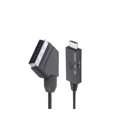 1M HD Converter Scart to HDMI-Compatible 1080P Video Audio Converter Adapter DC 5V Micro USB Cable Accessories for Set-top Box Display Conversion Line(SCART to HD 1M)