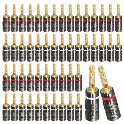 Speaker Banana Plugs Pure Copper Screw Locking 4MM Speaker Connectors 24K Gold Plated Amplifiers Banana Audio Jack(4 Pieces)
