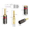 Speaker Banana Plugs Pure Copper Screw Locking 4MM Speaker Connectors 24K Gold Plated Amplifiers Banana Audio Jack(4 Pieces) view 4