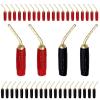 20/100Pcs 2mm Banana Red Black Curved Pin Connector Right Angle Banana Male Plugs Audio Speaker Wire Cable Connectors(20 Black) view 1