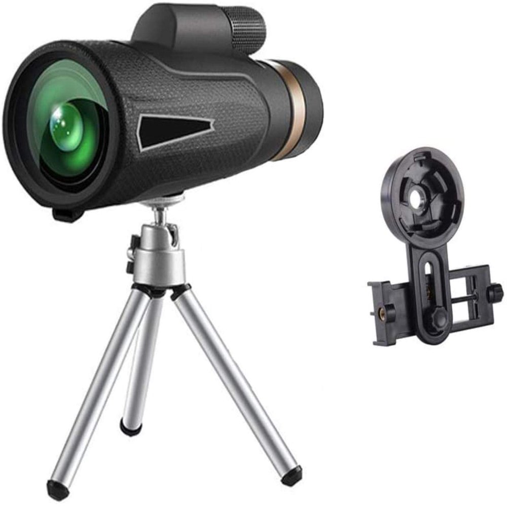 10x50 Portable Binoculars Telescope: Compact High Power Monocular with BAK4 Prism, Smartphone Adapter, Tripod for Bird Watching & Travel