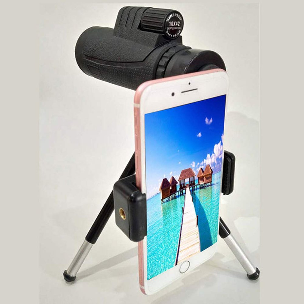 10x Zoom Monocular Telescope - Superior Clarity, BAK4 Prism, Phone Holder, Tripod, and Enhanced Durability