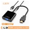 1080P HDMI-Compatible to VGA Adapter Cable with 3.5mm Audio Jack USB Power Port Converter for PC Laptop PS4/3 Projector TV Box Display Conversion Line(No Audio No Power) view 3