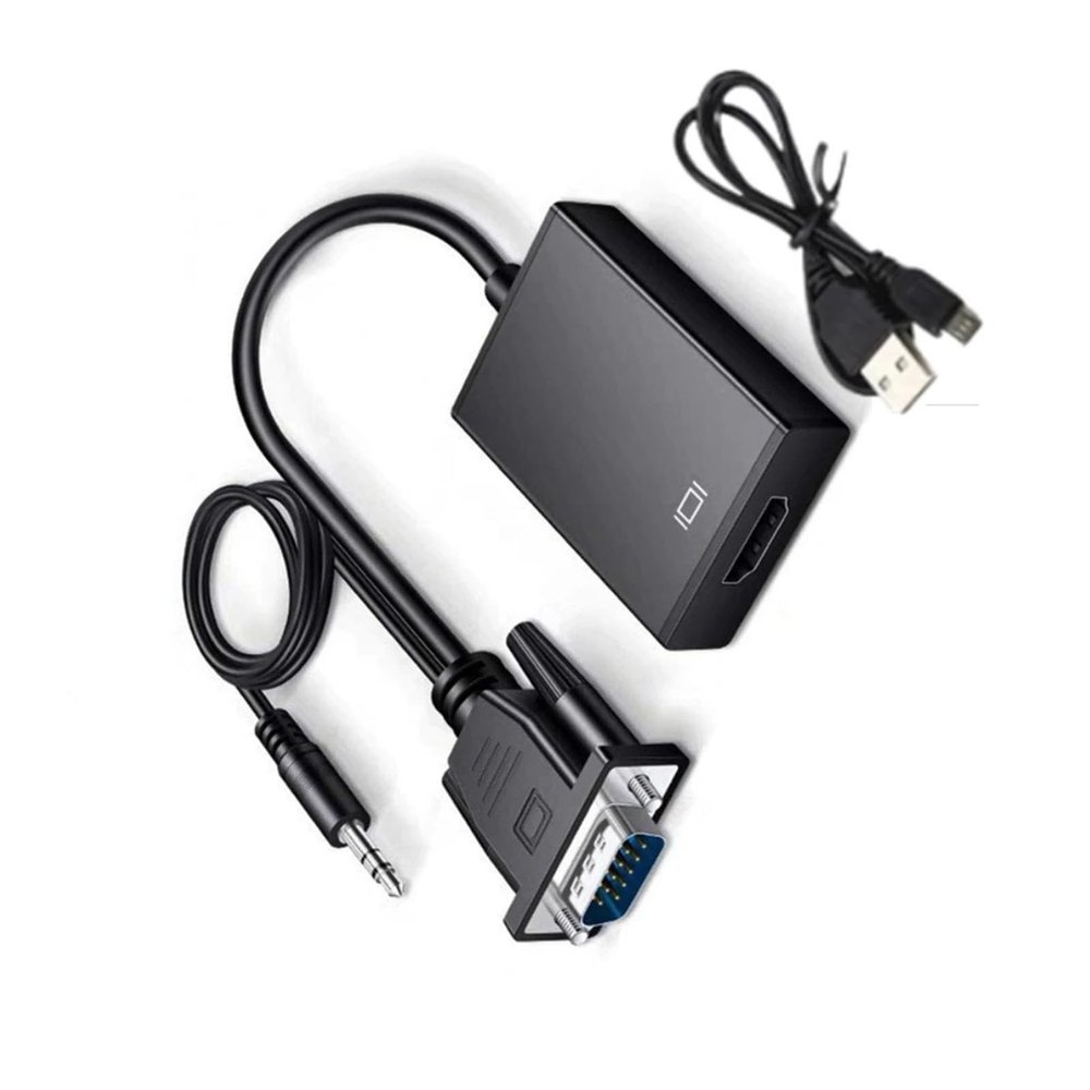 1080P VGA to HDMI Converter Adapter with USB Power & 3.5mm Audio - Male to Female for PC Laptop TV Projector Computer Display Display Conversion Line