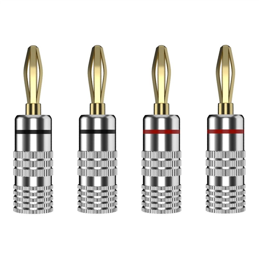 4PCS 4MM Gold Plated Speaker Banana Connector Audio Amplifier Speaker Terminal 12002