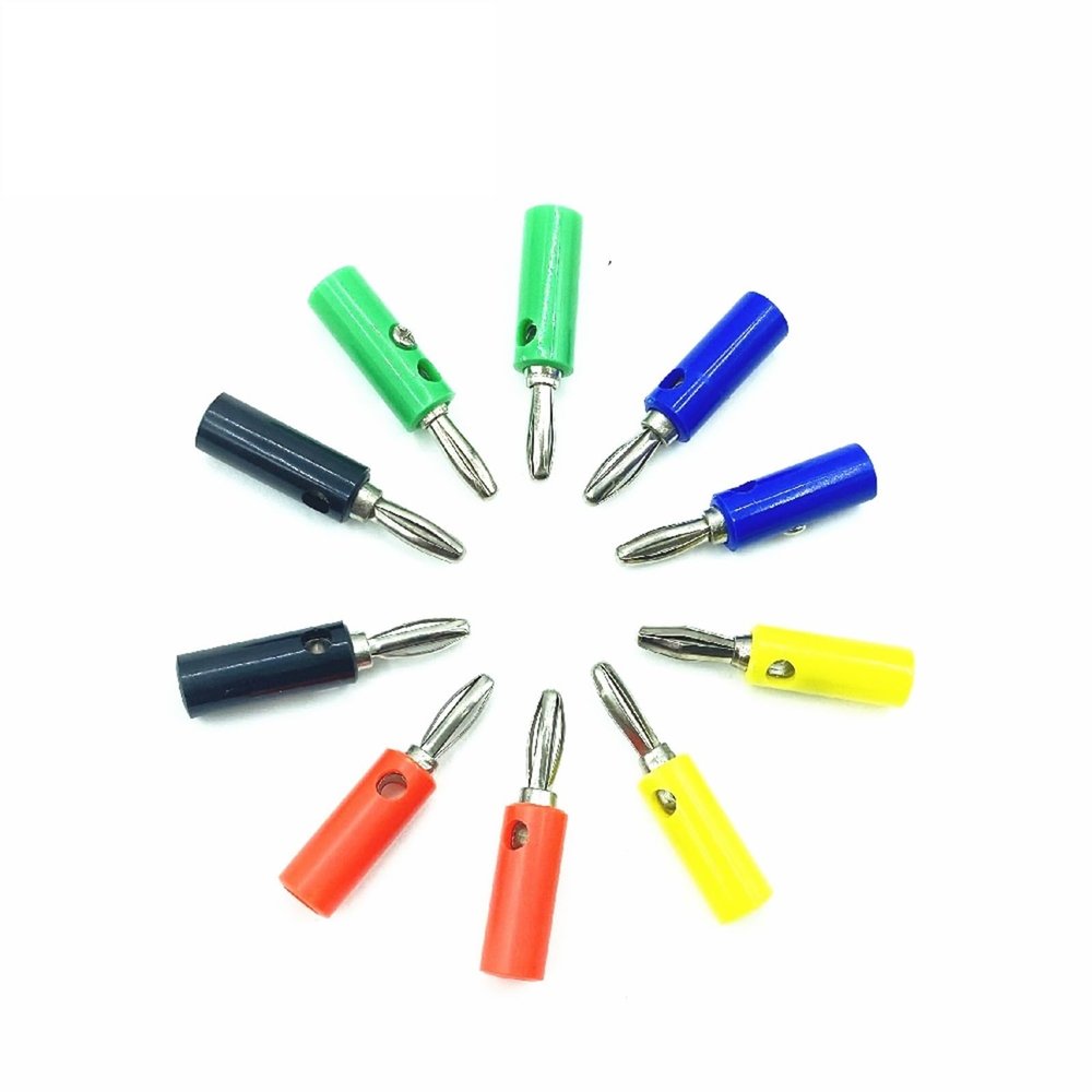 5pcs Banana Red+Black 4mm Audio Speaker Wire Cable Screw Type Banana Connector(5Pcs Red)