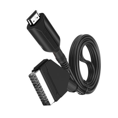 1080P HD HDMI to SCART Video Audio Upscale Converter Adapter Cable with USB Cable for HDTV Sky Box STB DVD Display Conversion Line